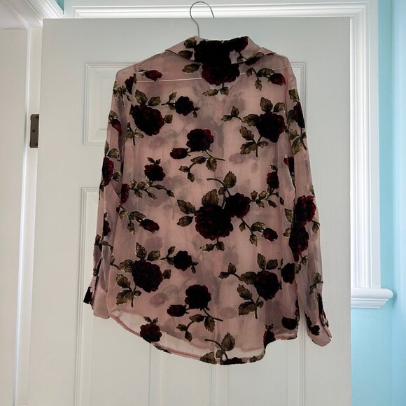 Sheer blouse with velvety roses NWOT - Picture 2 of 4